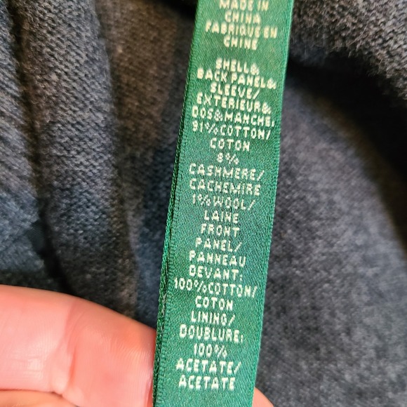 Lauren Ralph Lauren Cotton Cashmere Printed Bridle & Horsebit Cardigan Sz Medium - Picture 9 of 10